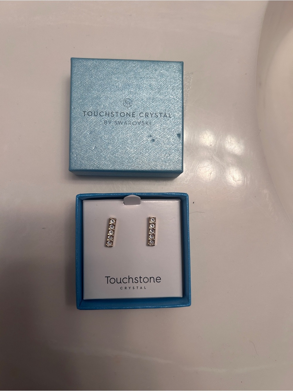 Touchstone Crystal Gold Pave Bar Earrings -